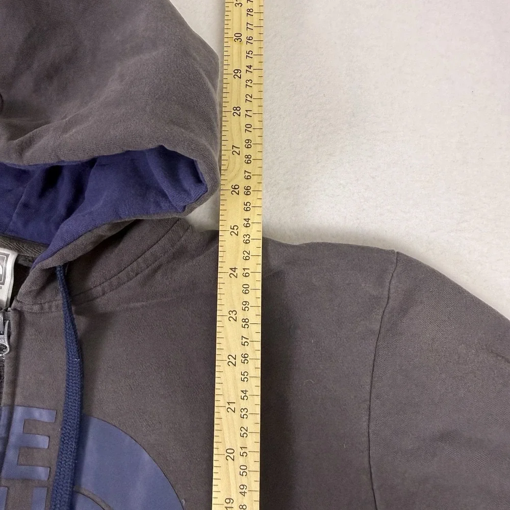 The North Face Men's XL Full Zip Hoodie Gray Blue Logo Sweatshirt Fall 2011 TB5Q